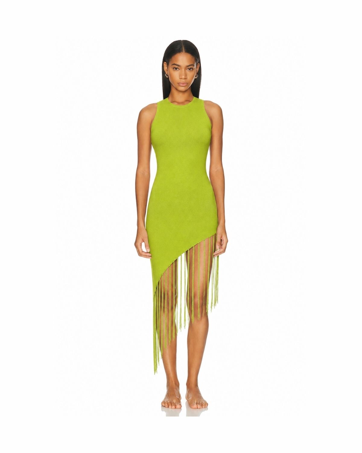 Lime Fringe Knit Dress – AURA MIAMI