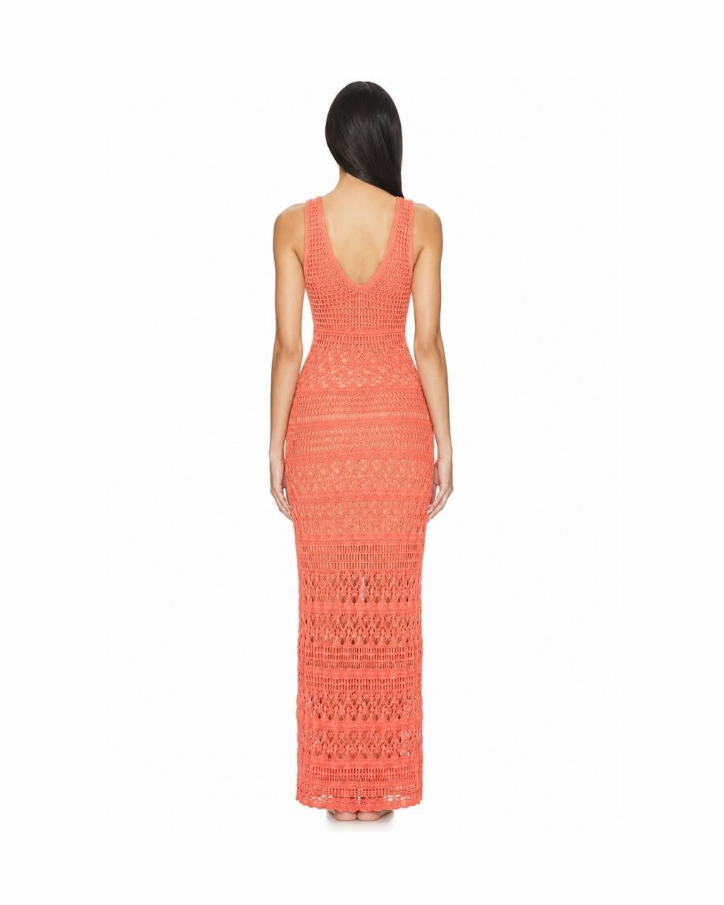 Summer Coral Knit Maxi Dress