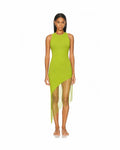 Lime Fringe Knit Dress