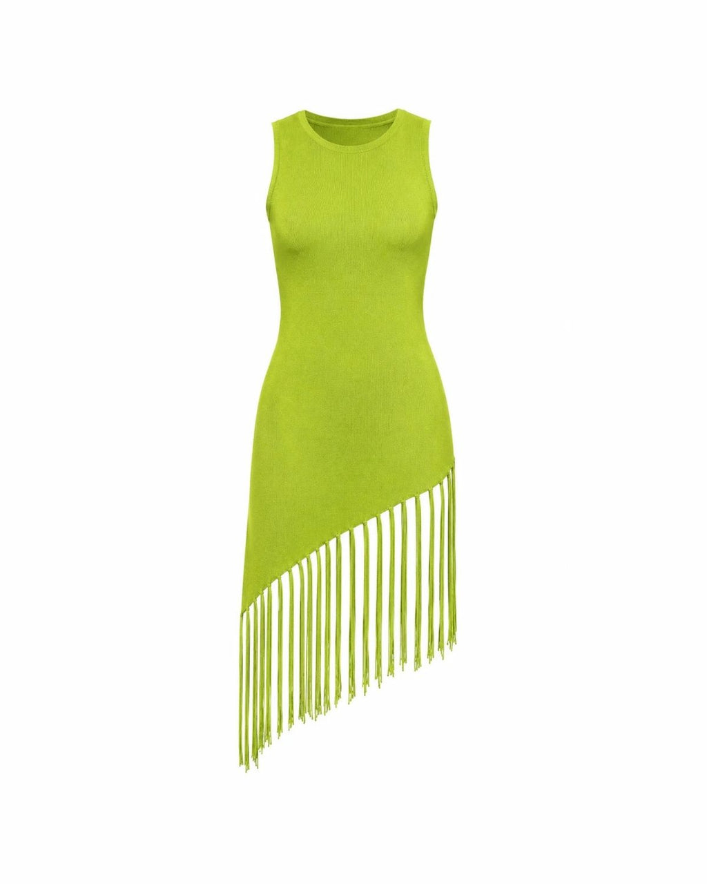 Lime Fringe Knit Dress