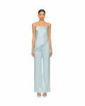 Aqua satin strapless matching set