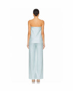 Aqua satin strapless matching set