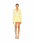 Lemon Glow Wrap Mini Dress
