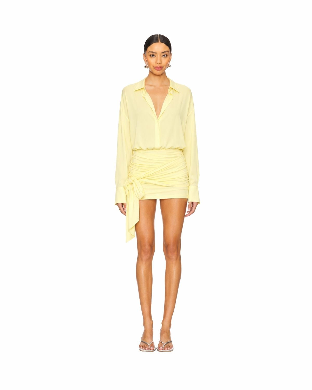 Lemon Glow Wrap Mini Dress