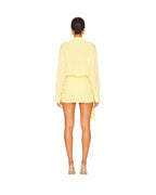 Lemon Glow Wrap Mini Dress