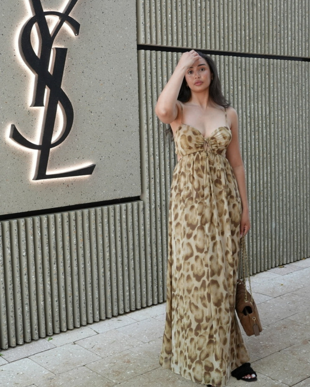 Golden Wild Leopard Maxi Dress