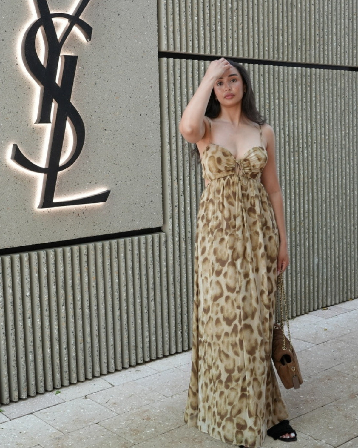 Golden Wild Leopard Maxi Dress