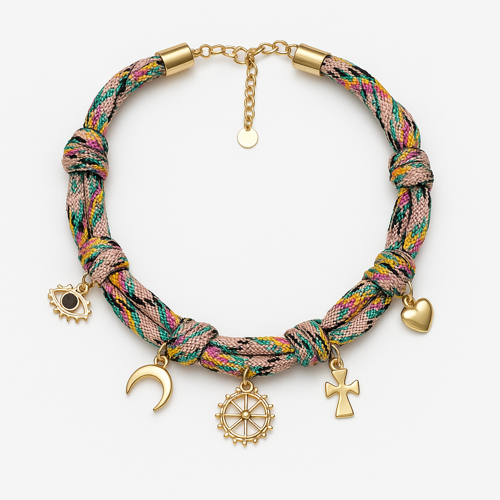 Woven Pink Charm Necklace – Amuleto