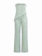 Aqua satin strapless matching set