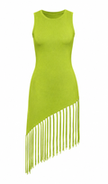 Lime Fringe Knit Dress