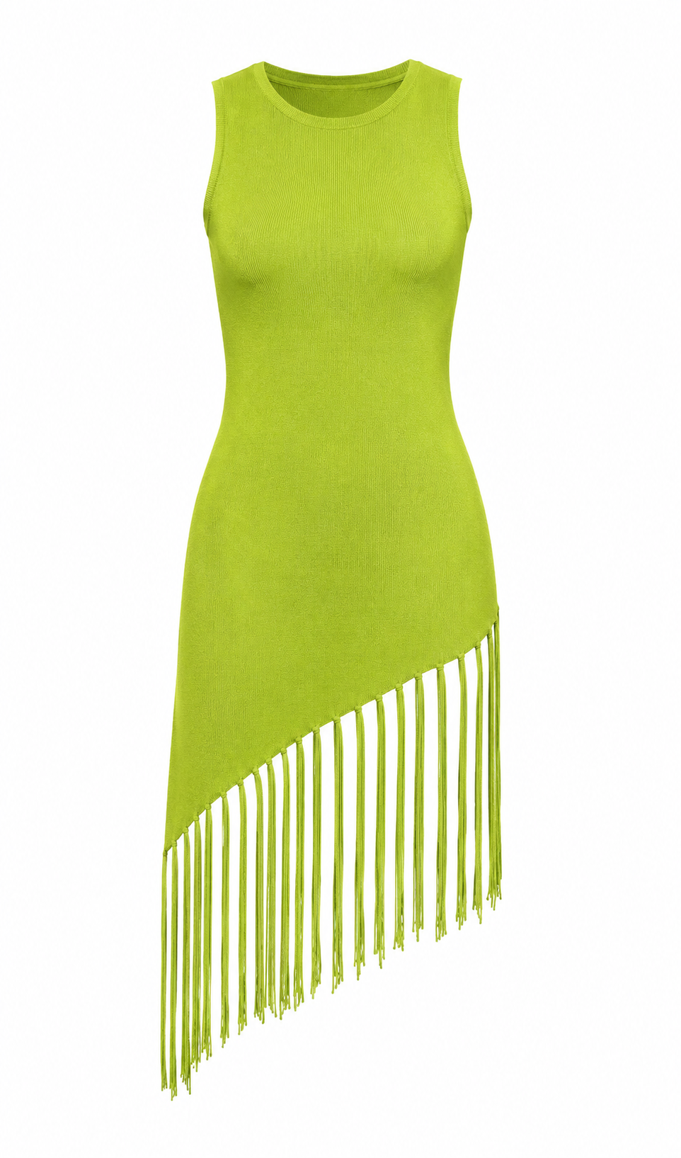 Lime Fringe Knit Dress – AURA MIAMI