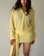 Lemon Glow Wrap Mini Dress
