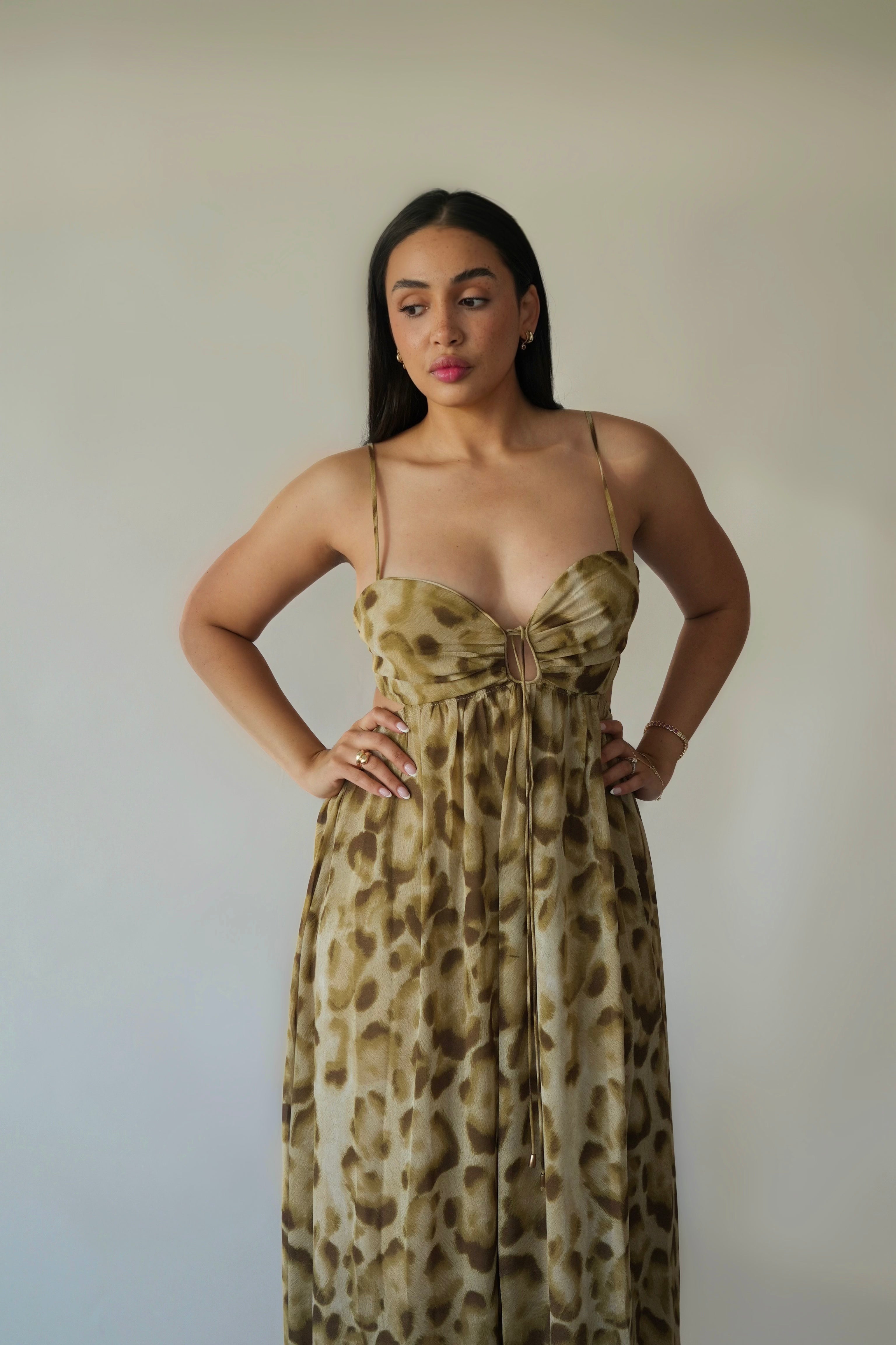 Golden Wild Leopard Maxi Dress