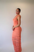 Summer Coral Knit Maxi Dress