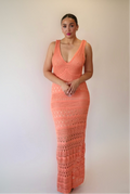 Summer Coral Knit Maxi Dress