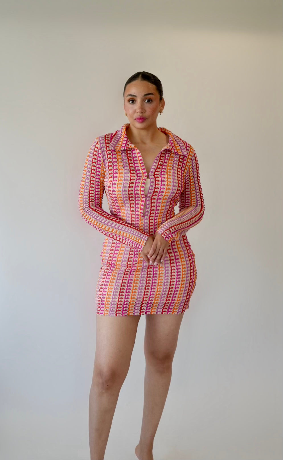 Retro Muse Long Sleeve Mini Dress