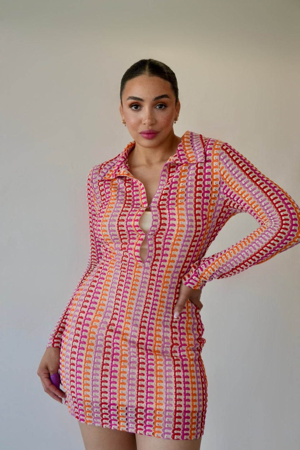 Retro Muse Long Sleeve Mini Dress