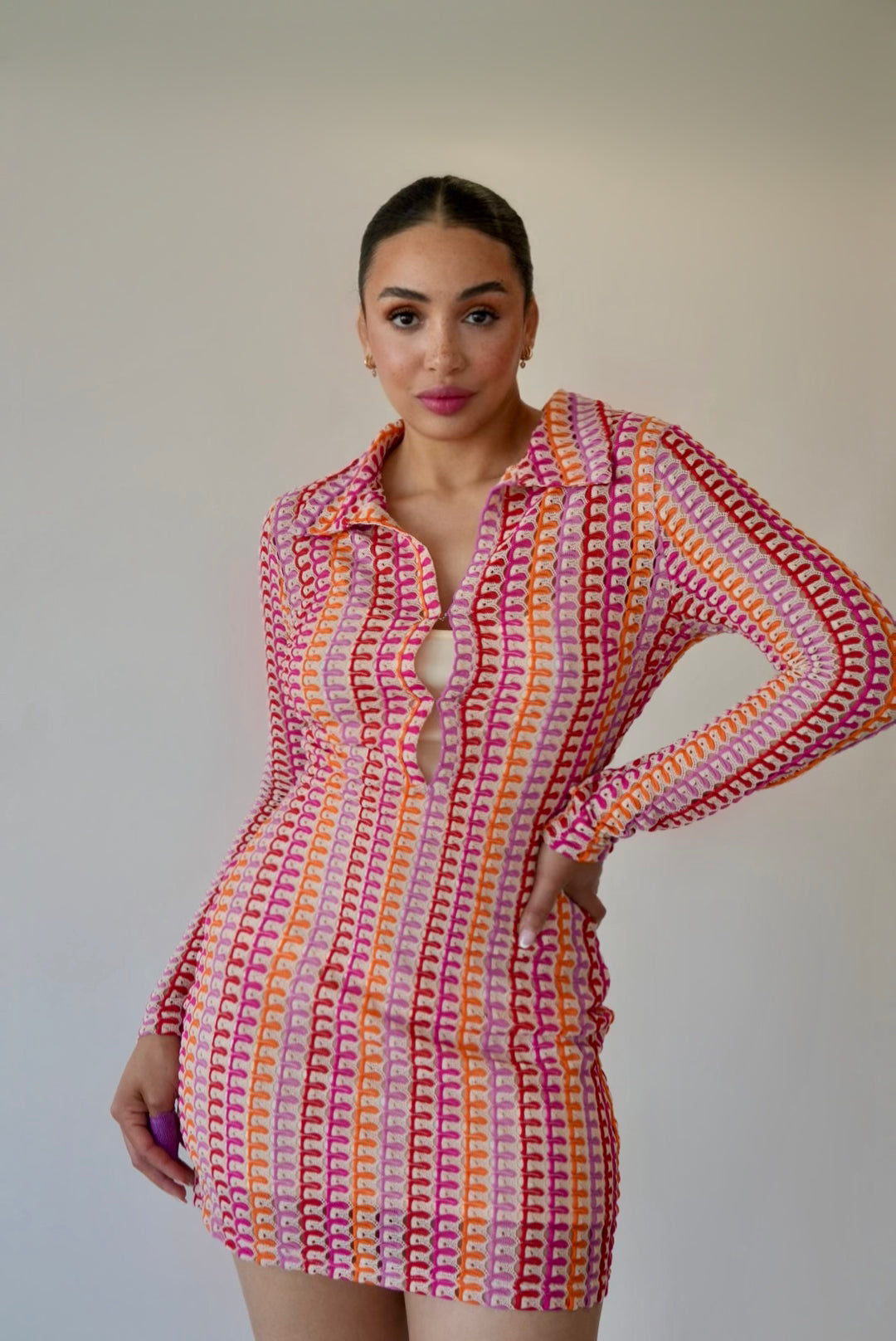 Retro Muse Long Sleeve Mini Dress