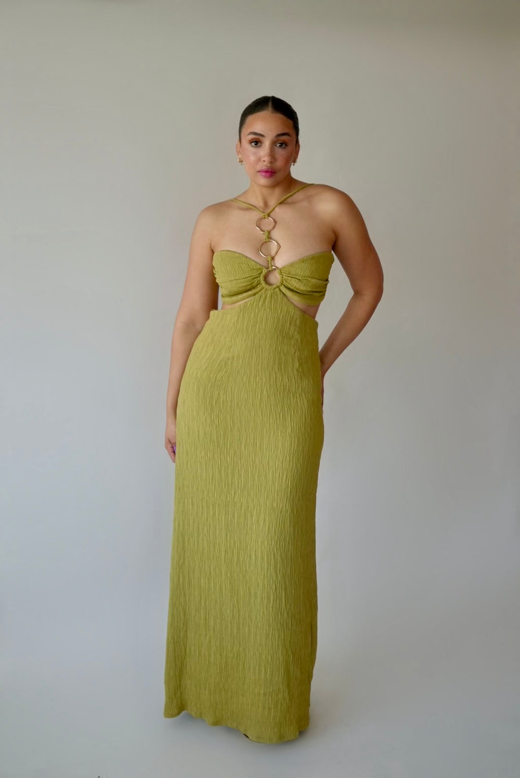 Olive Ring Cutout Maxi Dress