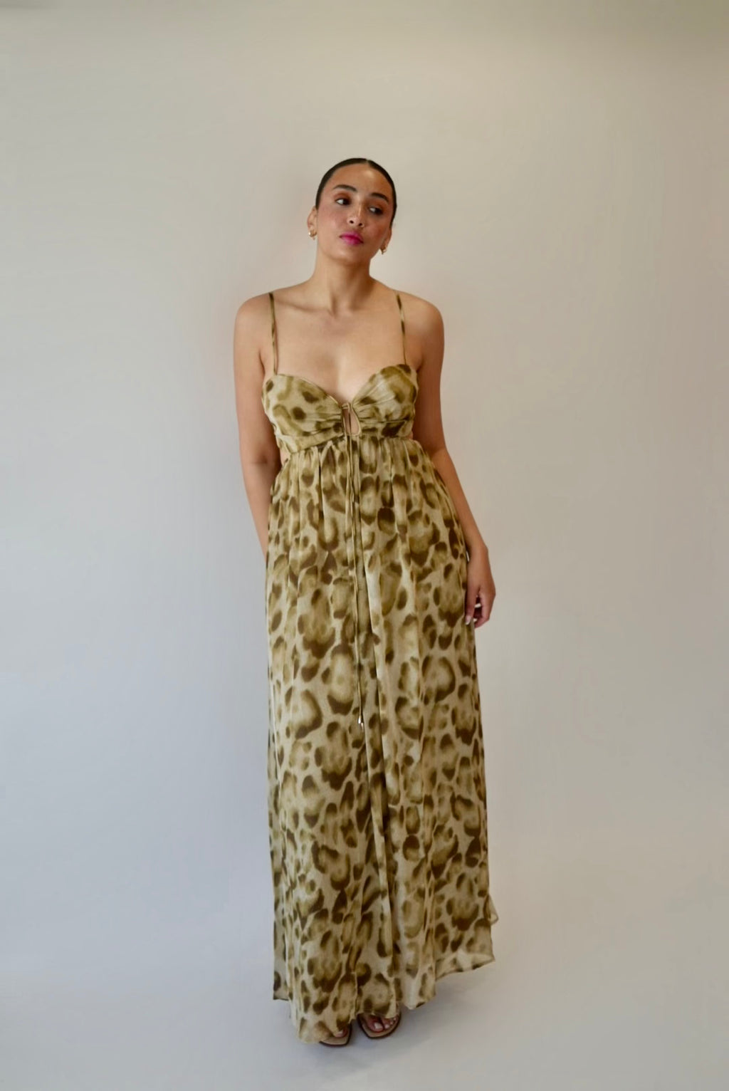 Golden Wild Leopard Maxi Dress