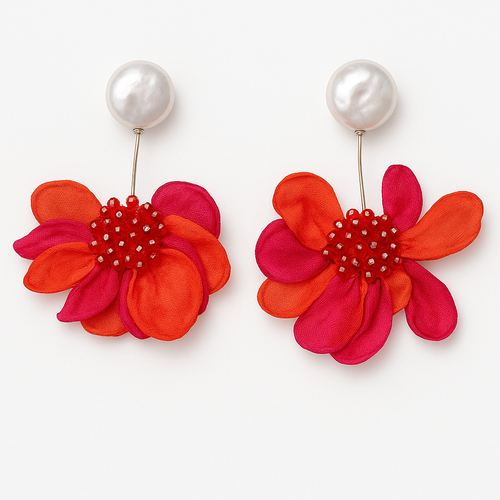 Fabric Flower Statement Earrings – Flor Boom